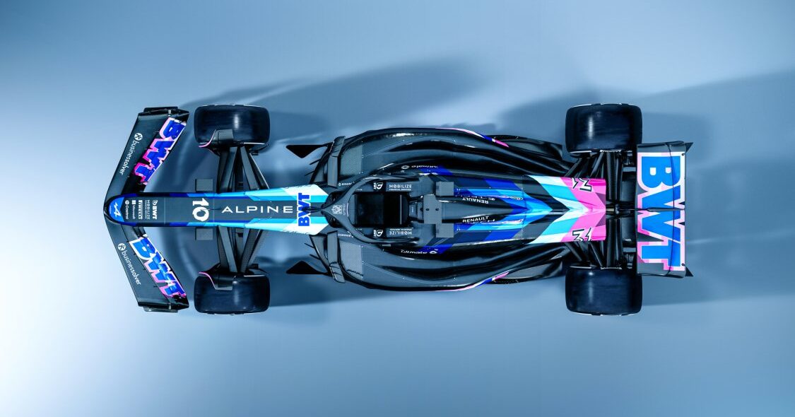 Alpine, auto di F1 con molto Carbonio a Vista.
